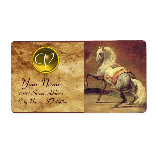 GARTENGEFÜLLTES GRIECHISCHES HORSE-MONOGRAMM, Brau (Vorne)