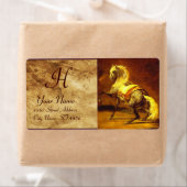 GARTENGEFÜLLTES GRIECHISCHES HORSE-MONOGRAMM, brau (Insitu)