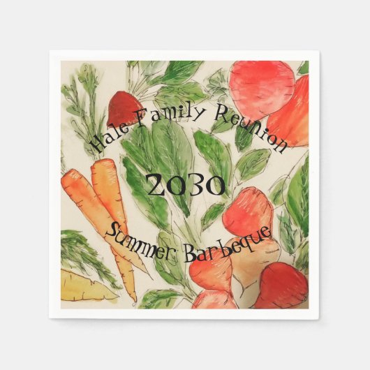 Gartengemüse Aquarell hell Serviette (Vorderseite)