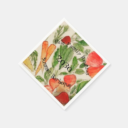 Gartengemüse Aquarell hell Serviette (Ecke)