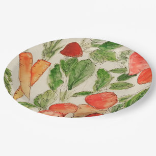 Gartengemüse Aquarellpapier Pappteller