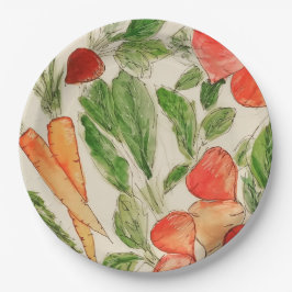 Gartengemüse Aquarellpapier Pappteller