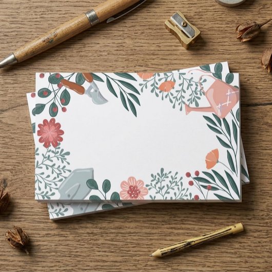 Gartengeräte & Wildblumen-Randgestaltung Post-it Klebezettel