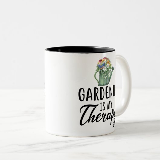 Gartengeschenk, Gartenarbeit ist meine Therapie, G Zweifarbige Tasse (VorderseiteRechts)