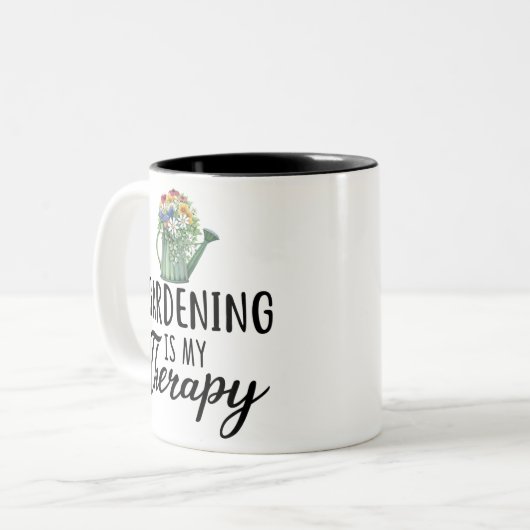 Gartengeschenk, Gartenarbeit ist meine Therapie, G Zweifarbige Tasse (Vorderseite Links)