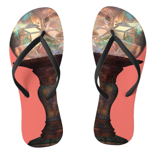 Gartenglockenfenster Korallenkoralle rosa Buntglas Badesandalen (Fußbett)