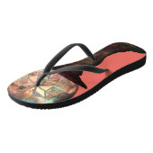 Gartenglockenfenster Korallenkoralle rosa Buntglas Badesandalen (Schrägansicht)