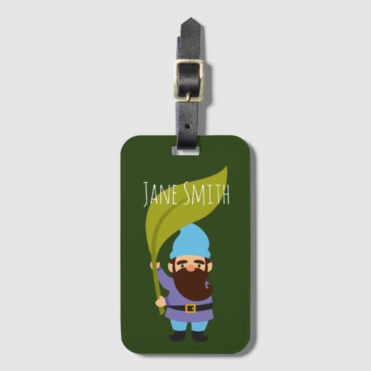 Gartengnome niedliches Gartenthema Gepäckanhänger (Vorderseite Vertikal)