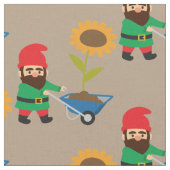 Gartengnome niedliches Gartenthema Stoff (Nahaufnahme)