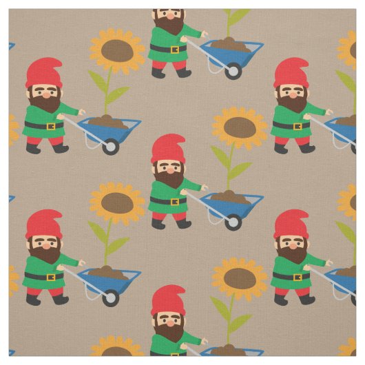 Gartengnome niedliches Gartenthema Stoff (Muster)