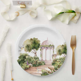 Gartengrill mit Blume und Pflanze Pappteller