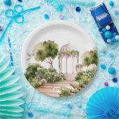 Gartengrill mit Blume und Pflanze Pappteller (Party)