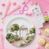 Gartengrill mit Blume und Pflanze Pappteller (Party)