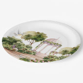 Gartengrill mit Blume und Pflanze Pappteller (Schrägansicht)