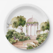 Gartengrill mit Blume und Pflanze Pappteller (Vorderseite)