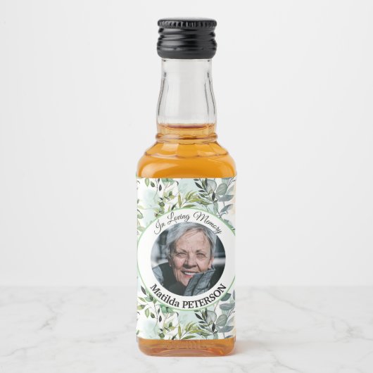 Gartengrün Blätter Beerdigung Alkoholflaschenetikett (Vorderseite)