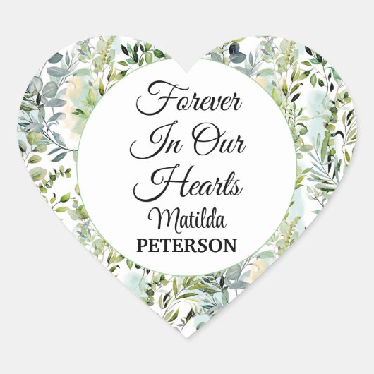 Gartengrün Blätter Beerdigung Herz-Aufkleber (Vorderseite)