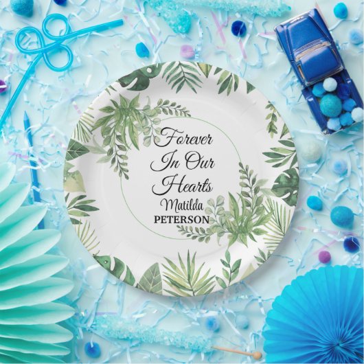 Gartengrün Blätter Beerdigung Pappteller (Party)