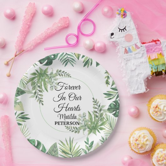 Gartengrün Blätter Beerdigung Pappteller (Party)