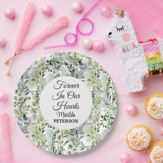 Gartengrün Blätter Beerdigung Pappteller (Party)