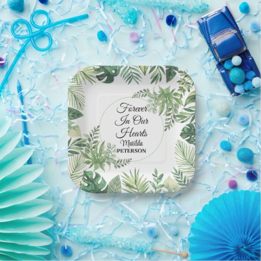 Gartengrün Blätter Beerdigung Pappteller (Party)