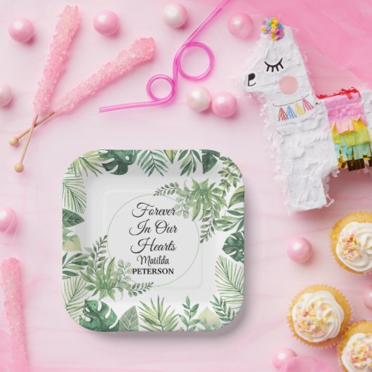 Gartengrün Blätter Beerdigung Pappteller (Party)