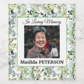 Gartengrün Blätter Beerdigung Weinetikett (Einzelnes Label)