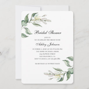 Gartengrüne Blätter. Brautdusche Einladung