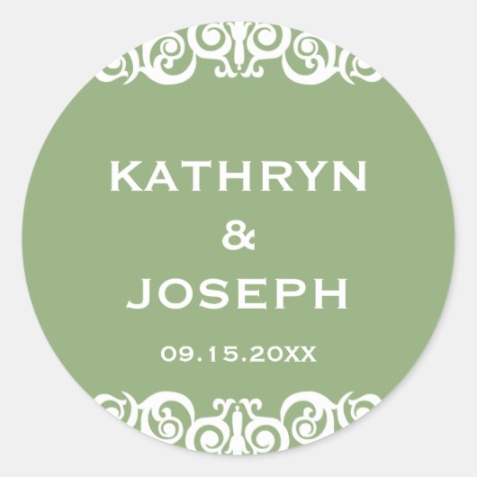 Gartengrünes Viktorianisches Scroll-Gastgeschenk H Runder Aufkleber (Vorderseite)