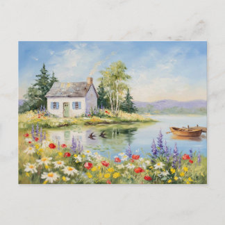 Gartenhaus See Naturszene Dorf Postkarte