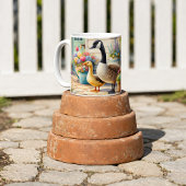 Gartenhausgänse Frühlingsillustration Kaffeetasse