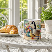 Gartenhausgänse Frühlingsillustration Kaffeetasse
