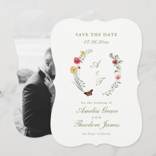 Gartenhochzeit Die-Cut Save-the-Date-Karte Einladung (Vorne/Hinten)