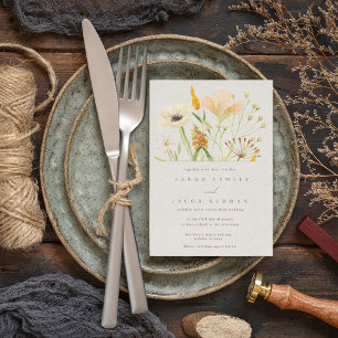 Gartenhochzeit Einfache Wildblumen Botanisch  Einladung