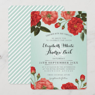 GARTENHOCHZEIT-EINLADUNG rote Rosen floral Blume M Einladung