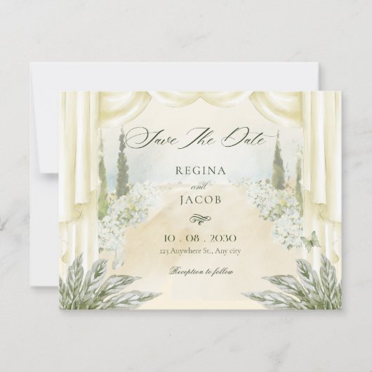 Gartenhochzeit mit Blumen Save The Date (Vorderseite)