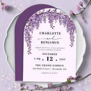 Gartenhochzeit mit gebogener Wisteria-Zweig-Blumen Einladung