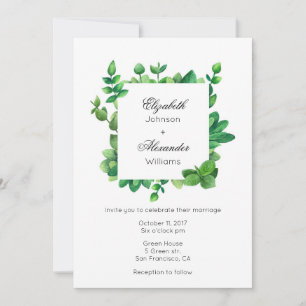 Gartenhochzeit Outdoor-Einladung. Grüne Einladung