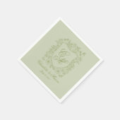 Gartenhochzeit Salbeigrün Monogramm-Wappen Serviet Serviette (Ecke)