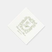 Gartenhochzeit Salbeigrüne Monogramm-Wappen-Servie Serviette (Ecke)