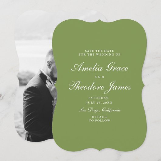 Gartenhochzeit Save-the-Date Die-Cut Grün Einladung (Vorne/Hinten)