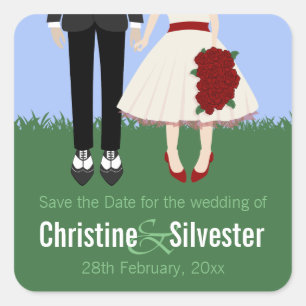 Gartenhochzeit, Save the Date. Quadratischer Aufkleber