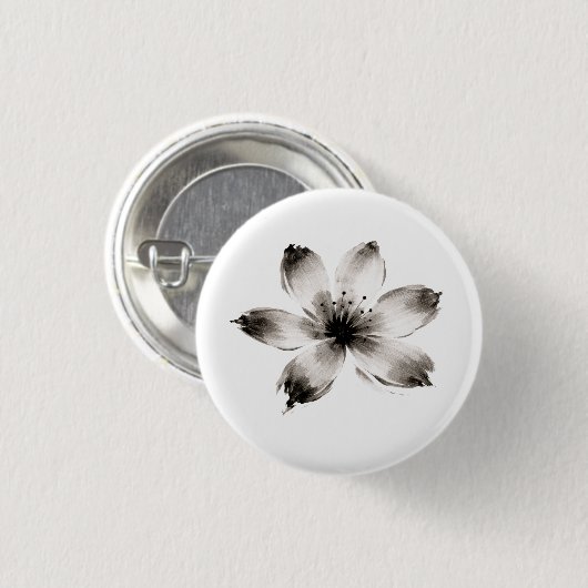 Gartenia-inspirierte Tintenblume Botanische Kunst Button (Vorne & Hinten)