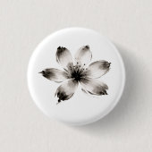 Gartenia-inspirierte Tintenblume Botanische Kunst Button (Vorderseite)