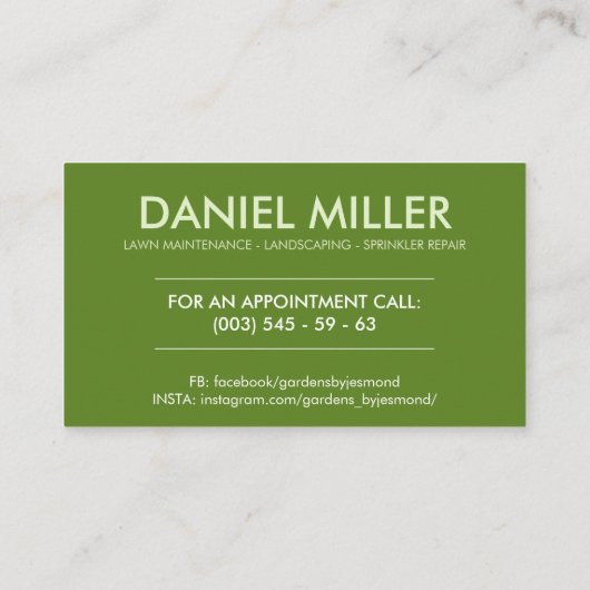 Gartenkarte Visitenkarte (Rückseite)