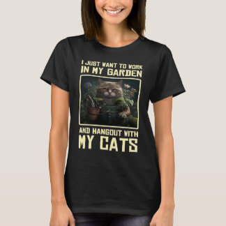 Gartenkatze Kitten Gartenarbeit Landschaftsgärtner T-Shirt