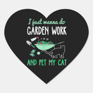 Gartenkatze Lover   Funny Garden Work Cats Pflanze Herz-Aufkleber