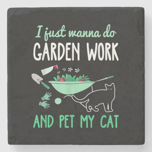 Gartenkatze Lover | Funny Garden Work Gift Steinuntersetzer (Vorderseite)
