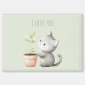 Gartenkatze mit Pflanze Ich liebe dich Magnet (Vorderseite)