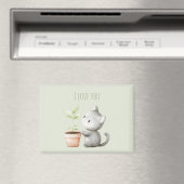 Gartenkatze mit Pflanze Ich liebe dich Magnet (In Situ (Geschirrspüler))
